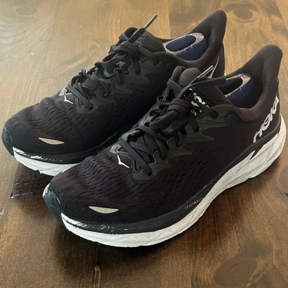 Hoka Clifton 8 Running Shoes Womens 10 Black White Cushioned 1119394 Athleisure